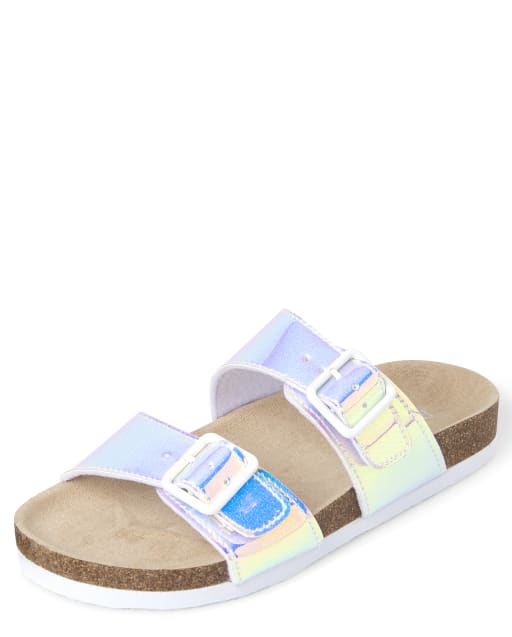 Sandales à glissière avec boucle holographique pour fille